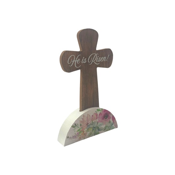 He is Risen Cross Tabletop Counter Mantle Easter Sign Plaque Spring Decor - Picture 2 of 6